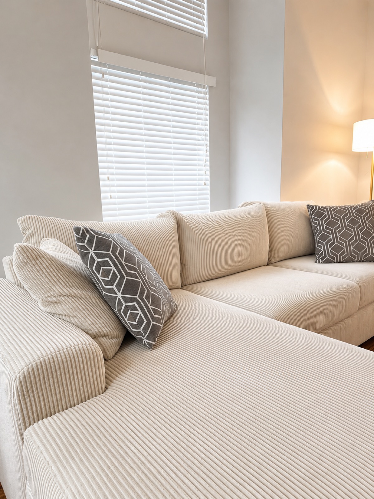 Freshly cleaned sectional sofa in an Atlanta living room