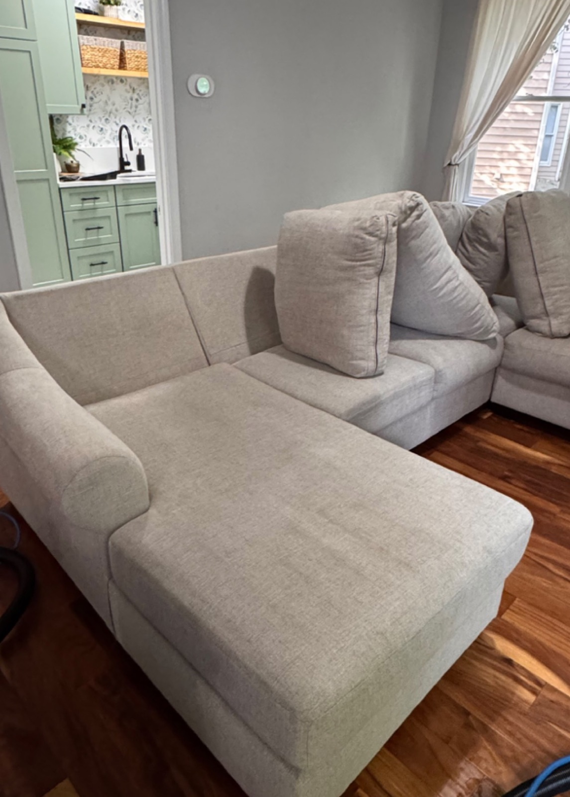 Same sectional sofa fresh and stain-free after GraceWell cleaning